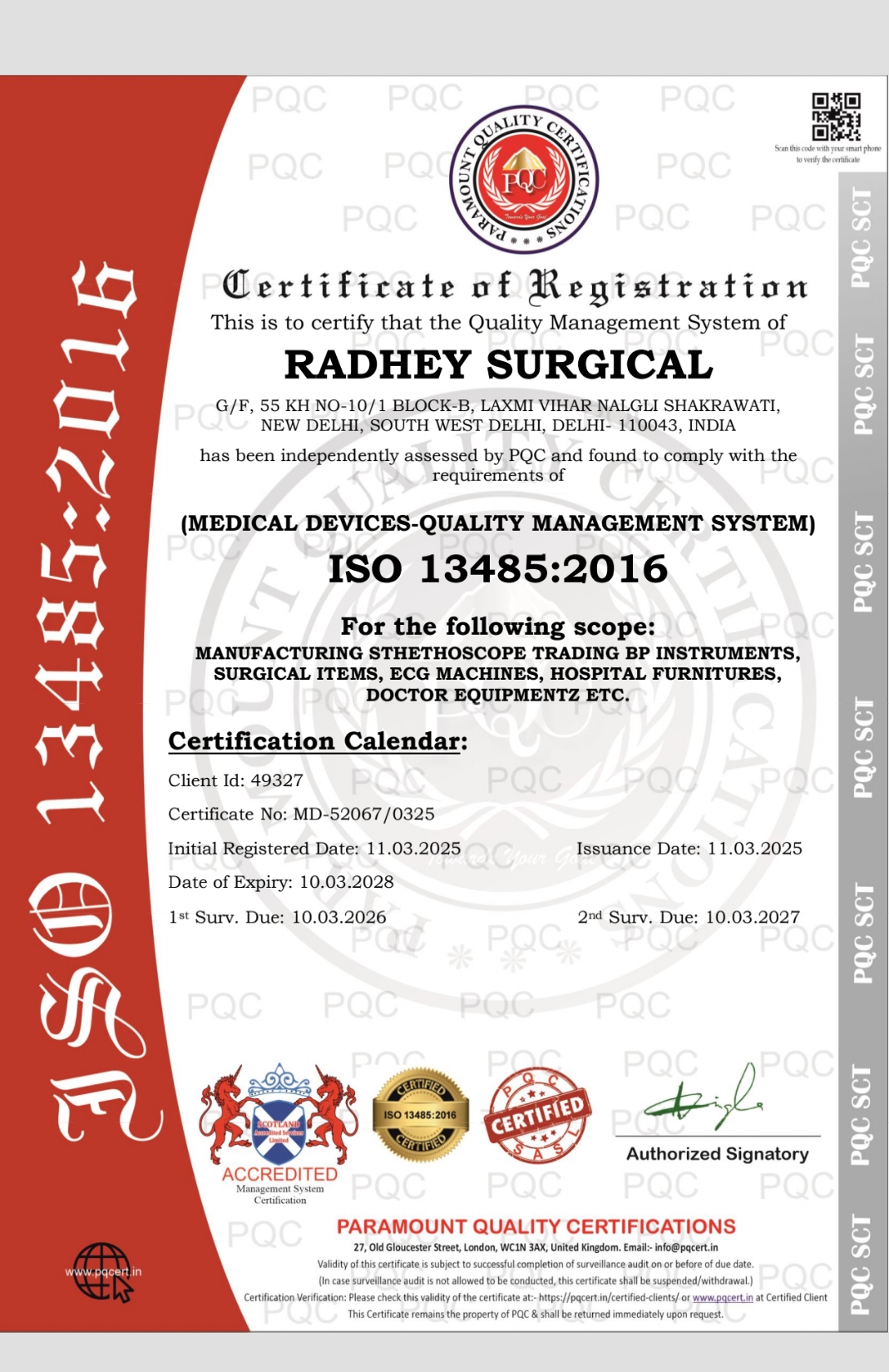 ISO 13485:2016 Certification